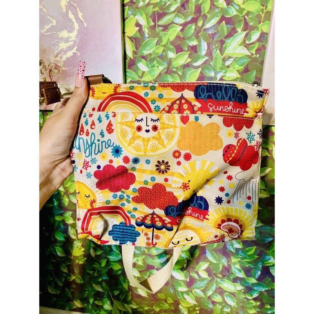 Lily Bloom Purse Great Condition Pink Yellow Blue Multi Zip Crossbody Shoulder - Picture 5 of 5